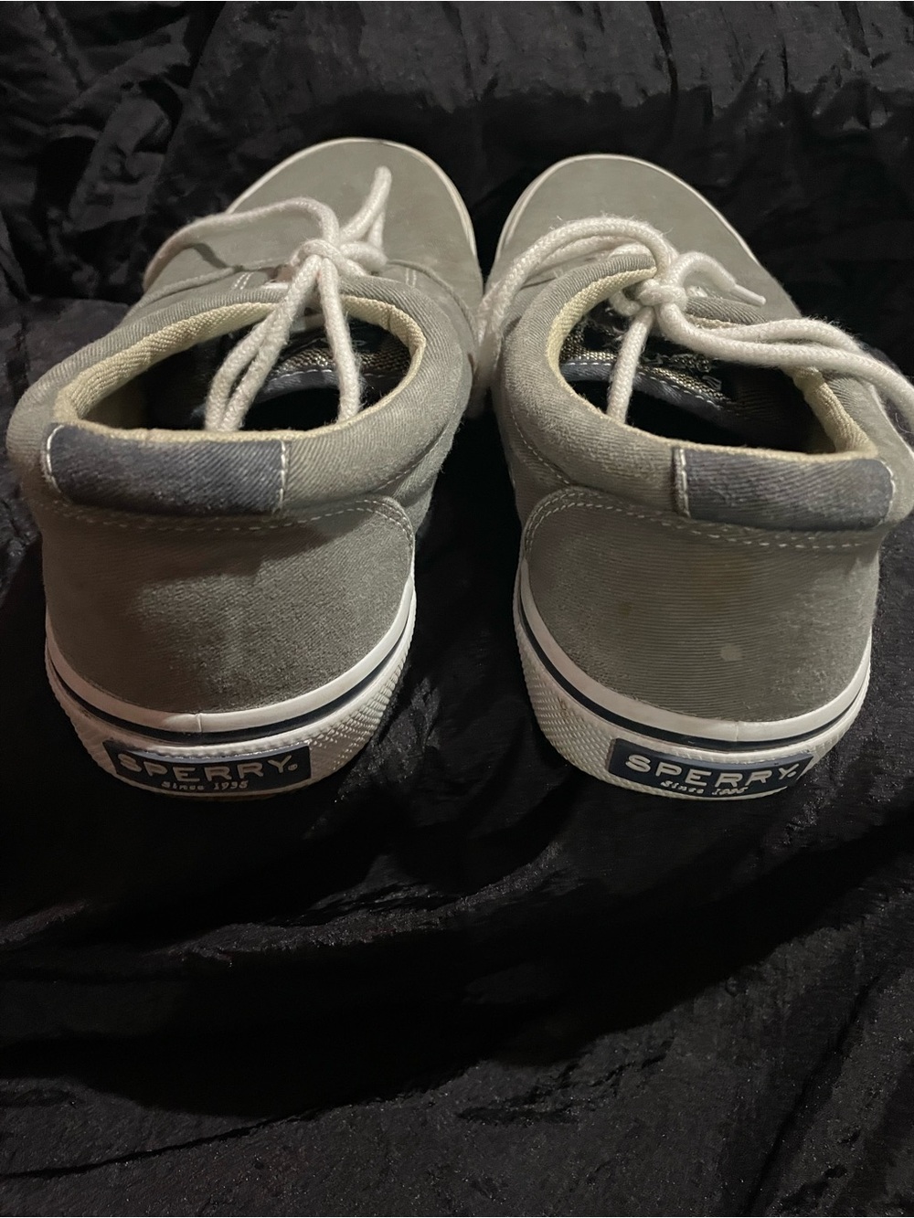 Sperry Men’s Gray Canvas Boat Shoes with White Soles sz7.5 - Picture 3 of 6